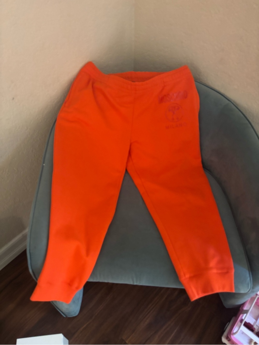 Moschino Couture Milano Orange Logo Joggers Sweatpants NWT size 14